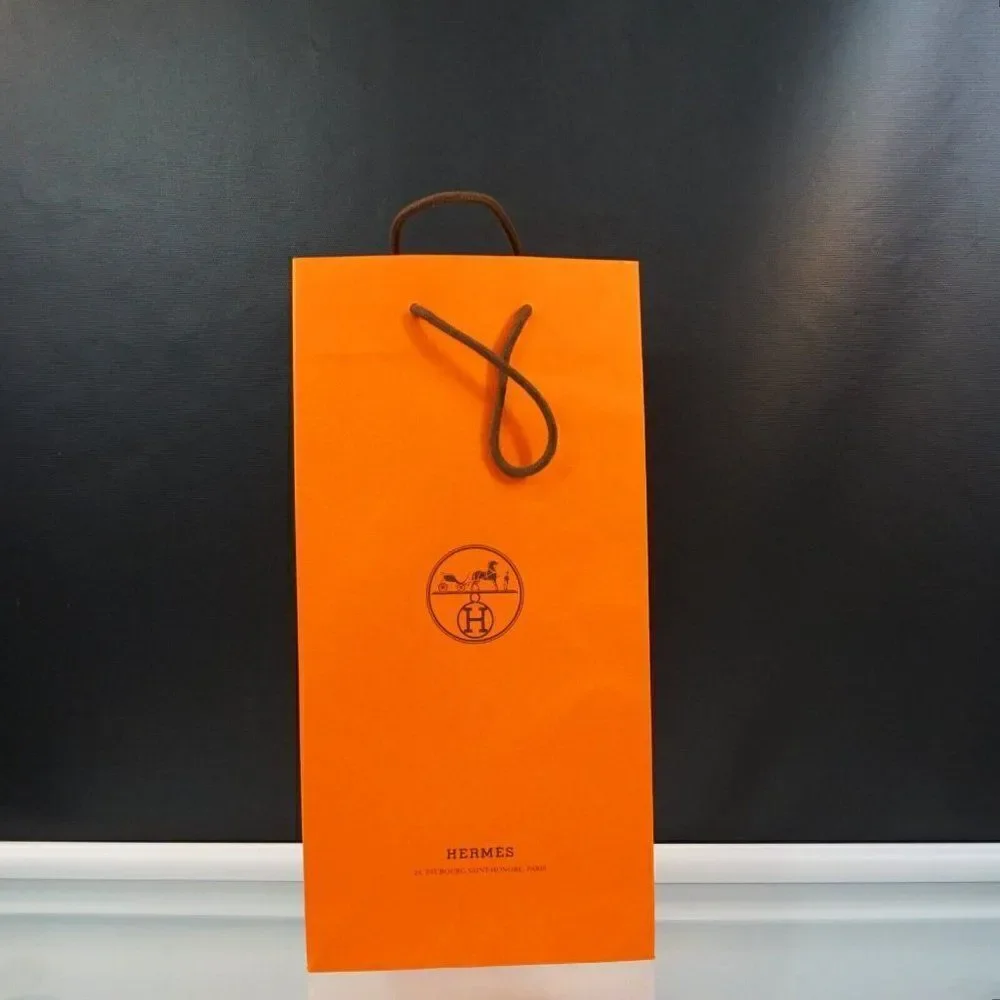 Hermes Original Shopping Gift Bag Iconic HERMÈS Slim Tall Orange 16.5
